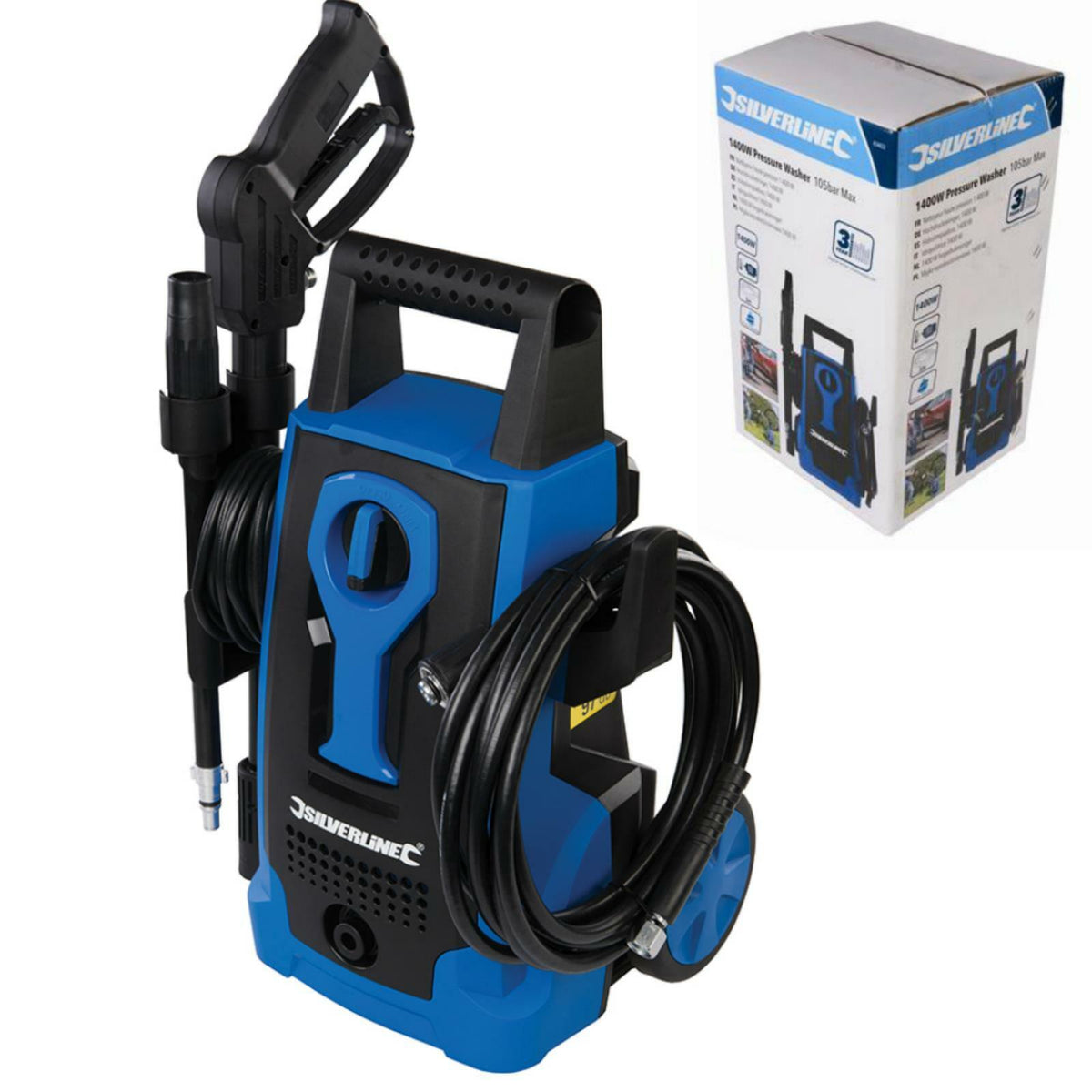 Silverline Electric Pressure Washer Power Jet Wash Garden Patio Home Car 1400W