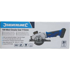 Silverline 18V 115mm Cordless Electric Mini Wood Circular Saw 2Ah Li-ion battery