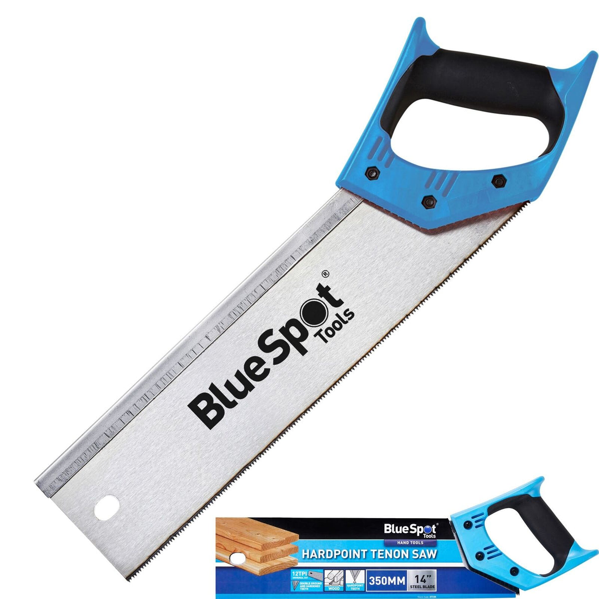 BlueSpot 350mm Hardpoint Mitre Soft Grip Tenon Saw 12 tpi For Cutting Wood