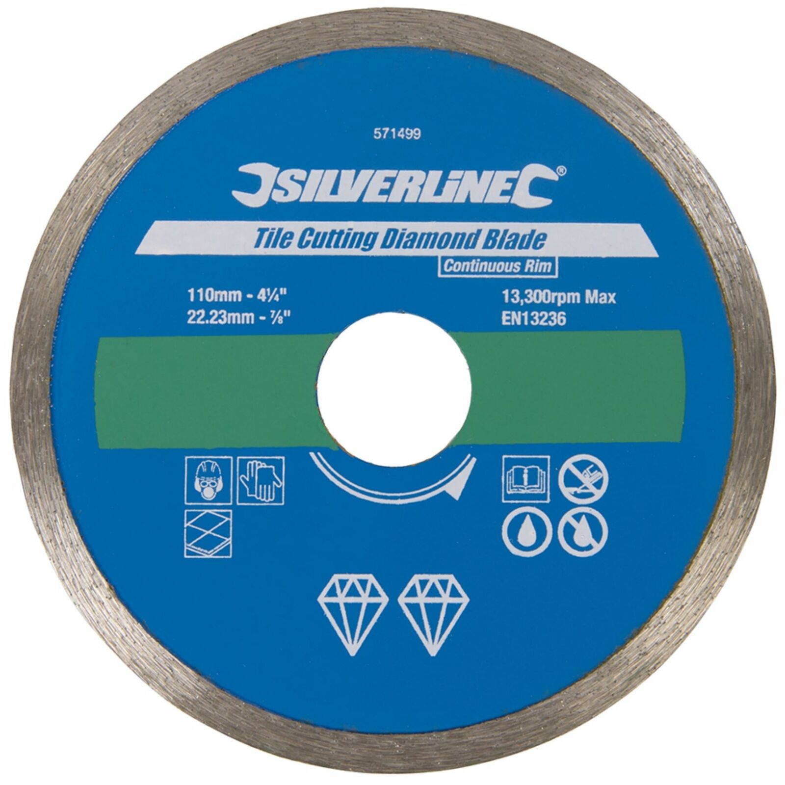 Silverline Tile Cutting Diamond Disc 110mm x 22.2mm Ceramic Wet Or Dry Blade Cut