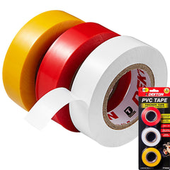 Dekton 3pc Pvc Electrical Insulating Insulation White Red Yellow Tape 15mm X 13m