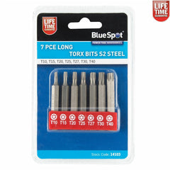 Bluespot 7pc Long Torx Star Drill Bit Set  T10, T15, T20, T25, T27, T30 & T40