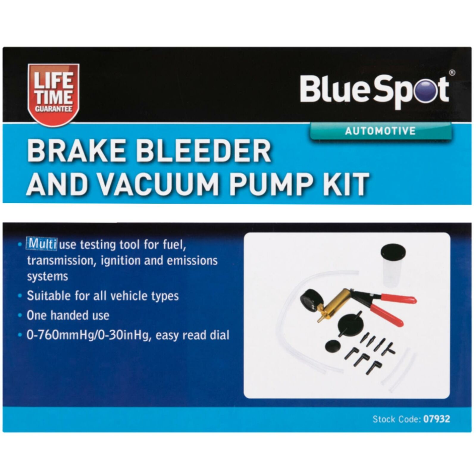 BlueSpot Hand Held Bleed Vacuum Pump Brake Bleeder Tester Kit Set Bleeding