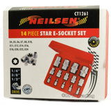 Neilsen 14pc E Torx Socket Set Star Female Sockets  1/4" 3/8" 1/2" CT1261