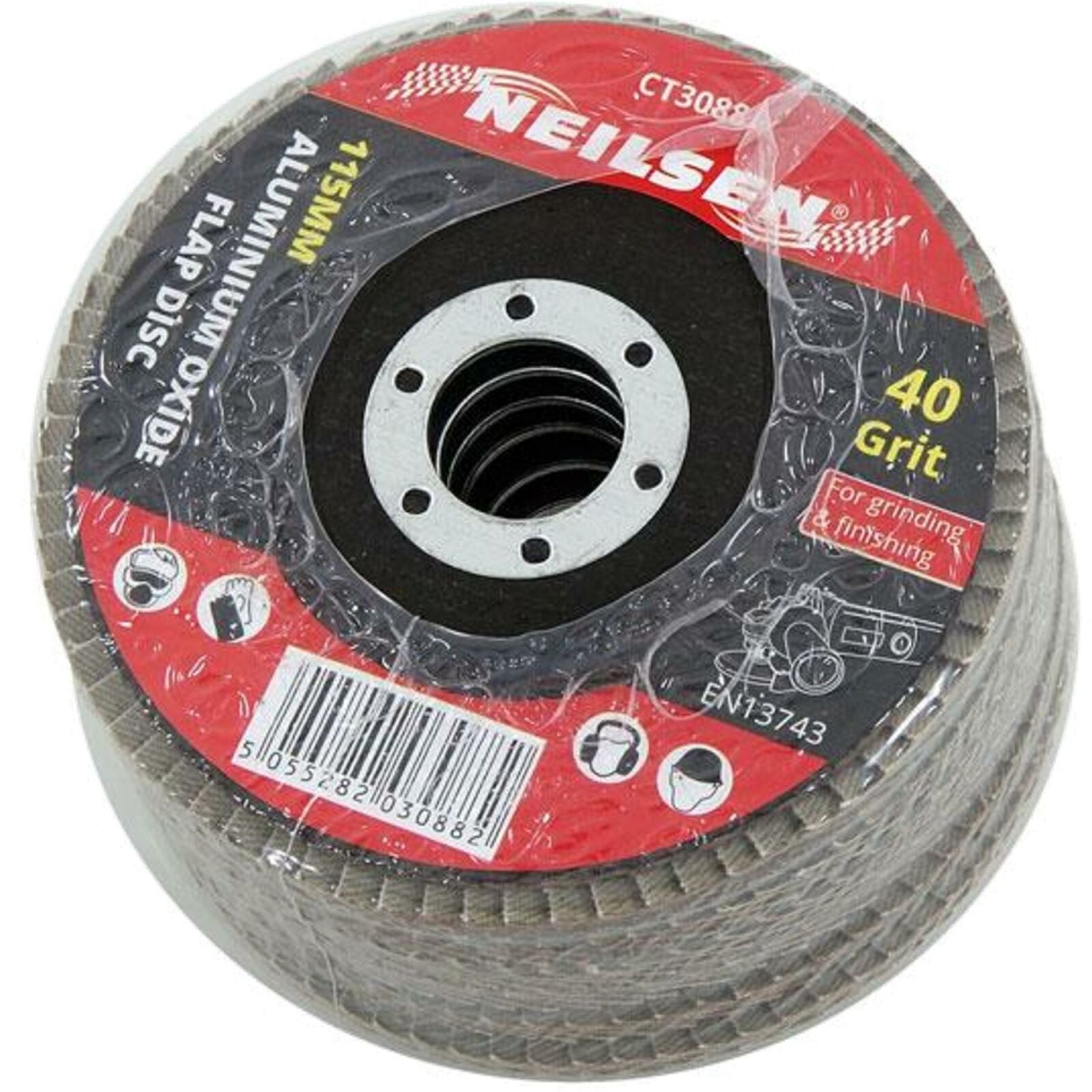 Neilsen 6pc Sanding Aluminium Oxide Flap Disc Set Angle Grinder 40 60 80 Grit
