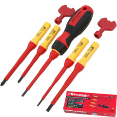 Neilsen 8pc Vde Insulated Pozi Flat Slotted Magnetic Tip Screwdriver Set