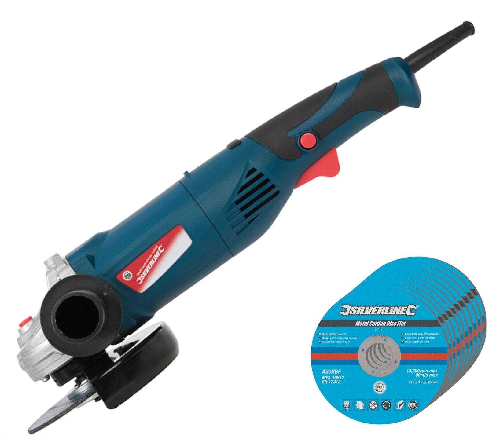 950w Electric Angle Grinder 4.5" 115mm Grinding With 10 Free Cutting Discs