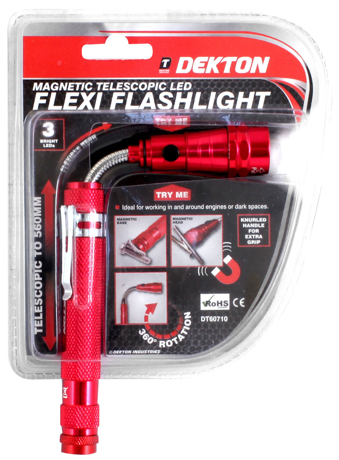 Flexible Flexi Torch Telescopic 3 LED Magnetic Pick Up Tool Light Flashlight