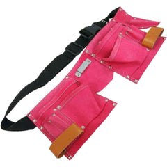 Neilsen 9 Pocket Pink Leather Tool Nail Screw Pouch Belt Hammer Loop