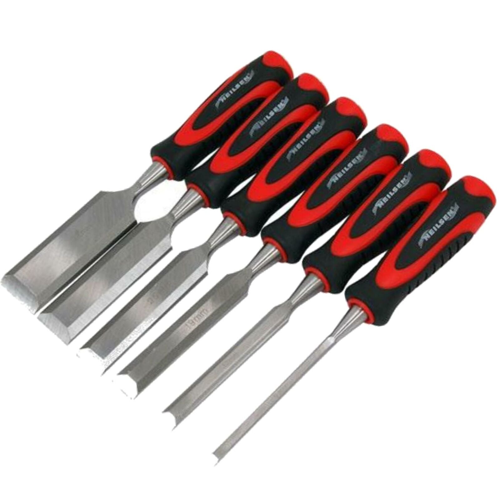 Neilsen 6pc Wood Bevel Edge Carpentry Joiner Woodwork Chisel Set Soft Grip