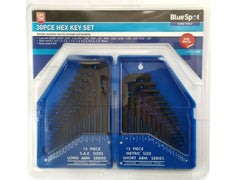 BlueSpot 30pc Metric & Imperial Hex Allen Key Long Set Kit Allan Alan Alen