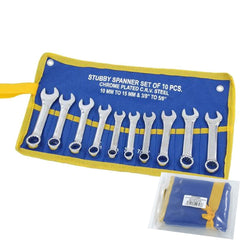 Neilsen 10pc Stubby Combination Spanner Wrench Set 10 - 15mm 3/8" - 5/8"