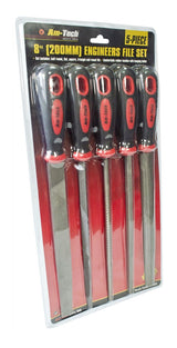 5pc 8" 200mm Soft Grip Assorted Engineer Metal File Set Heavy Duty