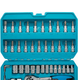 BlueSpot 46 Pc Metric Socket 1/4" Drive Ratchet Bit Set Torx Philips Pozi Hex