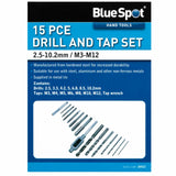 Bluespot 6pc Tap and Drill Bit Set Metric M3 M4 M5 M6 M8 M10 M12 Thread Cutter