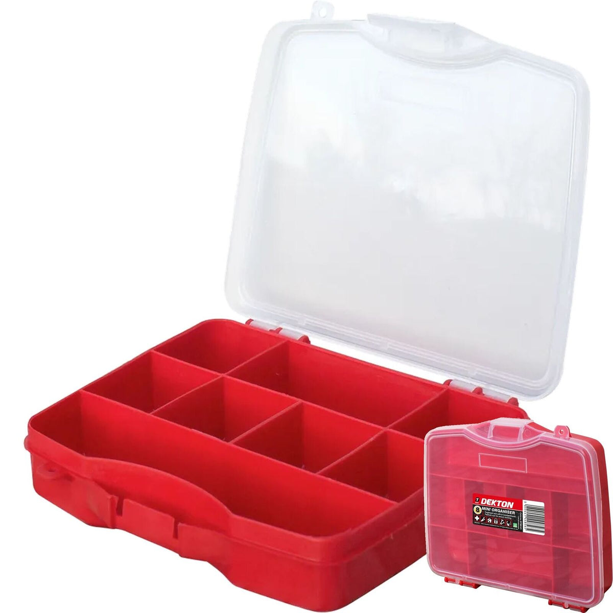 Dekton Mini 8 Compartment Box Storage Tool Organiser Case Screw Nail Nut Bolt