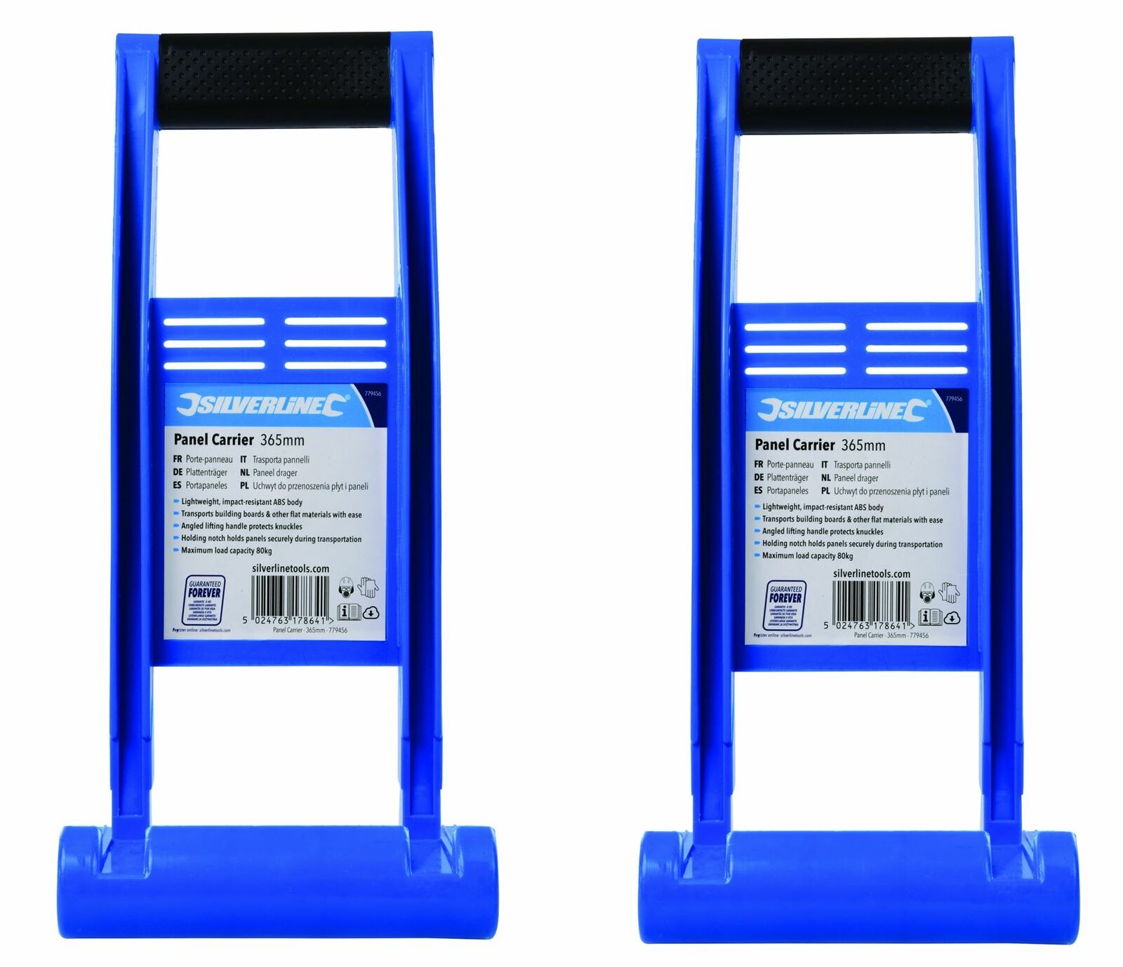 Silverline Carrying Handle 2 x Plasterboard Ply Board Sheet Panel Lifter 80Kg