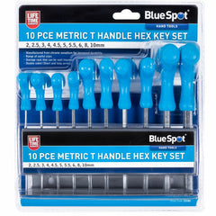 Bluespot 10pc Long Metric Hex Allen Key Set 2mm - 10mm T Handle Double Ended