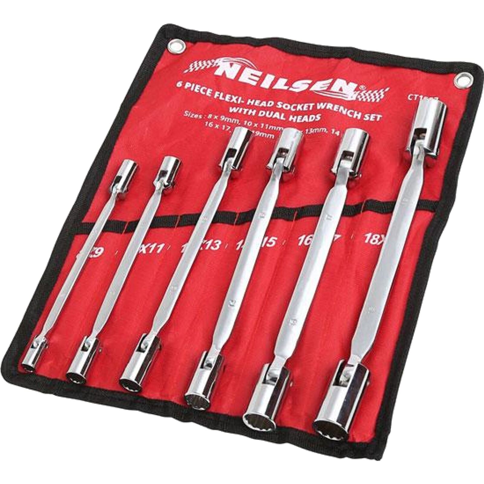 Neilsen 12pcs Double Ended Flexi Swivel Head Socket Wrench Set 8mm - 19mm