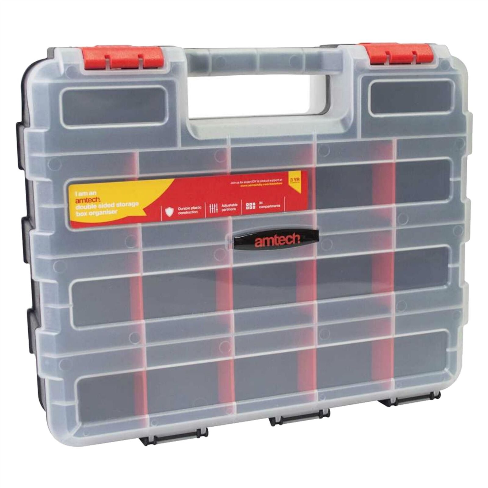 34 Compartment Professional Tool Organiser Case Box Storage Double Sided