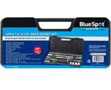 BlueSpot 52pc Metric Imperial Socket Set 3/8" 1/2" Drive Ratchet Extension Bits
