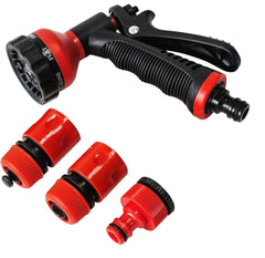 Amtech 5pc Garden Hose Connector Set Spray Gun Water Sprayer And Pipe Fittings