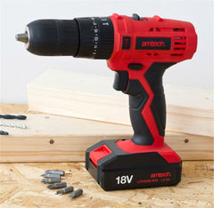 Amtech 18v Cordless Drill Electric Screwdriver Hammer Combi Drill Li-ion Battery