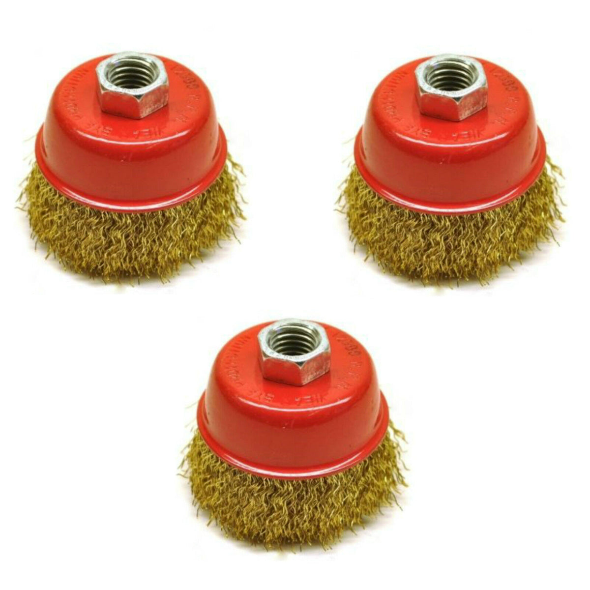 3pc 65mm Rotary Brass Steel Wire Brush Crimp Cup Set wheel Angle Grinder M14