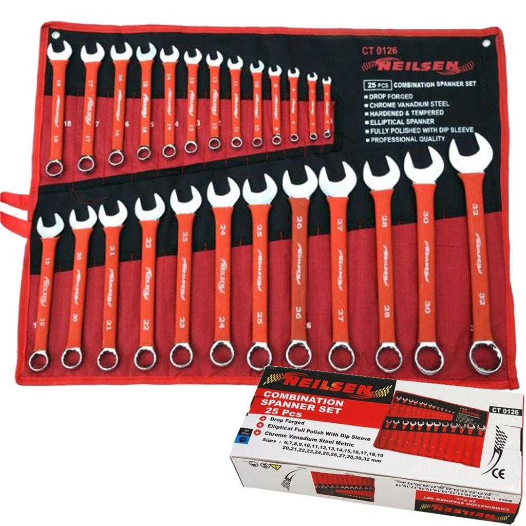 Neilsen 25pc Soft Grip Metric Combination Spanner Wrench Set 6mm 32m neilsen-25pc-soft-grip-metric-combination-spanner-wrench-set-6mm-32m