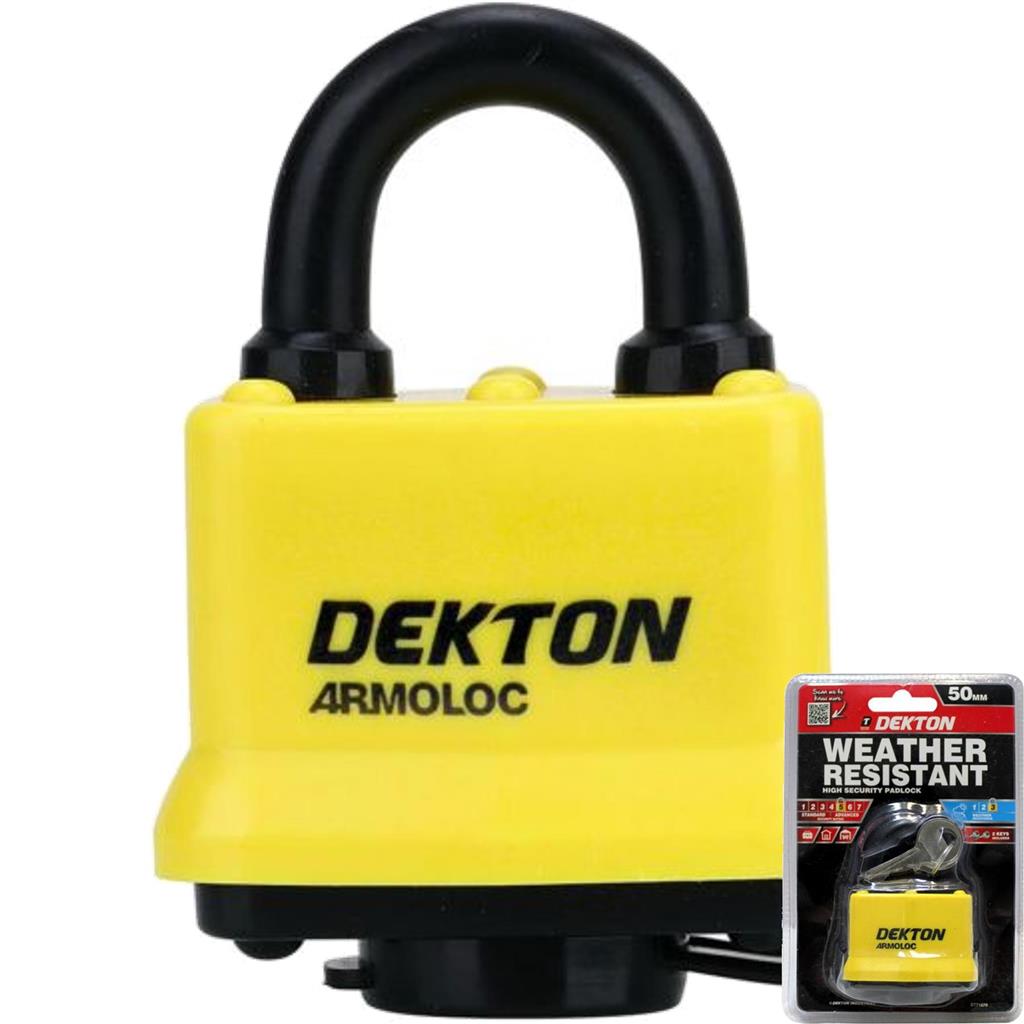 Dekton Weather Resistant 50mm Steel Shackle Outdoor Security Padlock & Keys