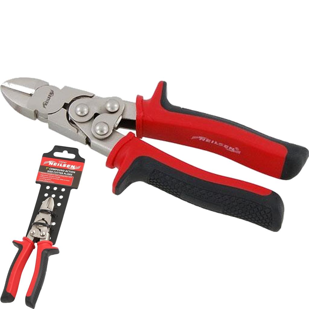 Neilsen Compound Action Side Cutter Pliers Wire Snips Cutters Plier Tool 180mm