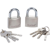 BlueSpot 2pc Satin Nickel Security Padlock Steel Shackle 8 Keys 40mm Lock