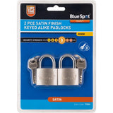 BlueSpot 2pc Satin Nickel Security Padlock Steel Shackle 8 Keys 40mm Lock