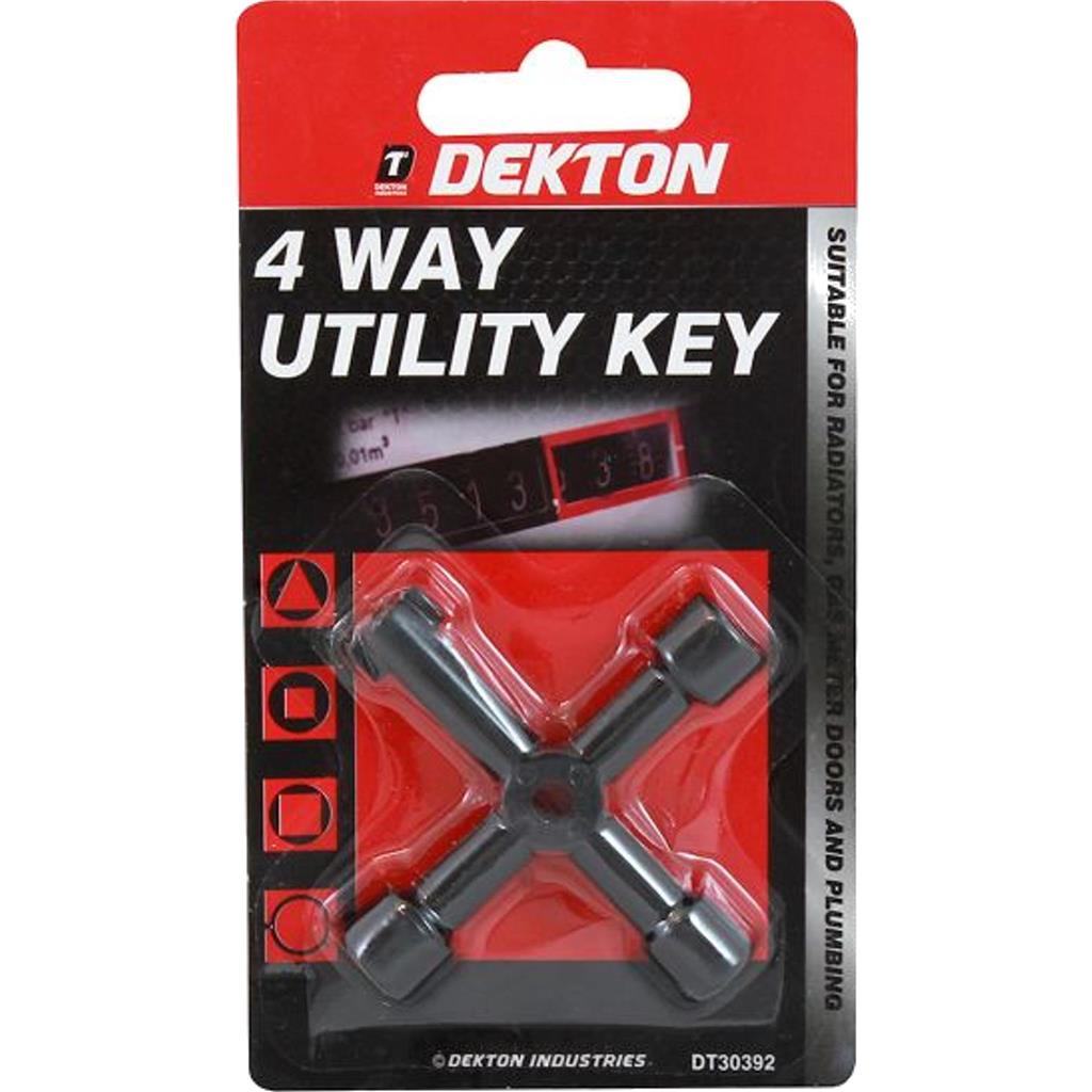 Dekton Utility Key Plumbing Radiator Bleed Gas Electric Meter Stop Cock 4 Way