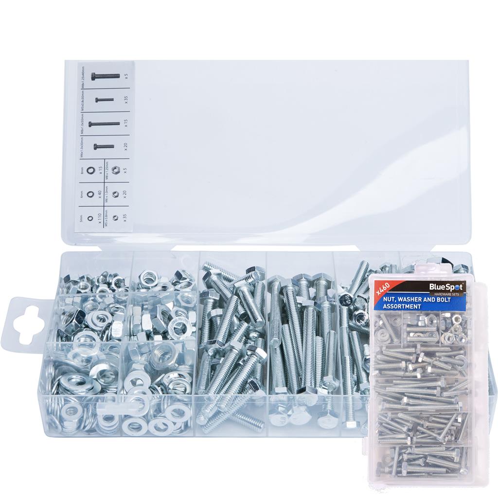 BlueSpot 300pc Assorted DIY Workshop Storage Zinc Nut Washer And Bolt Set
