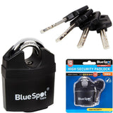 Bluespot 50mm High Security Closed Shackle Padlock Steel Chain Door Lock 4 Keys