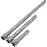 Neilsen 3pc 3/8" Drive Socket Extension Bar Set 75mm 150mm 225mm Extra Long