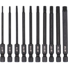 Dekton 10pc Torx Precision S2 Steel Impact Drill Drive Bits 75mm Bit T7 - T40