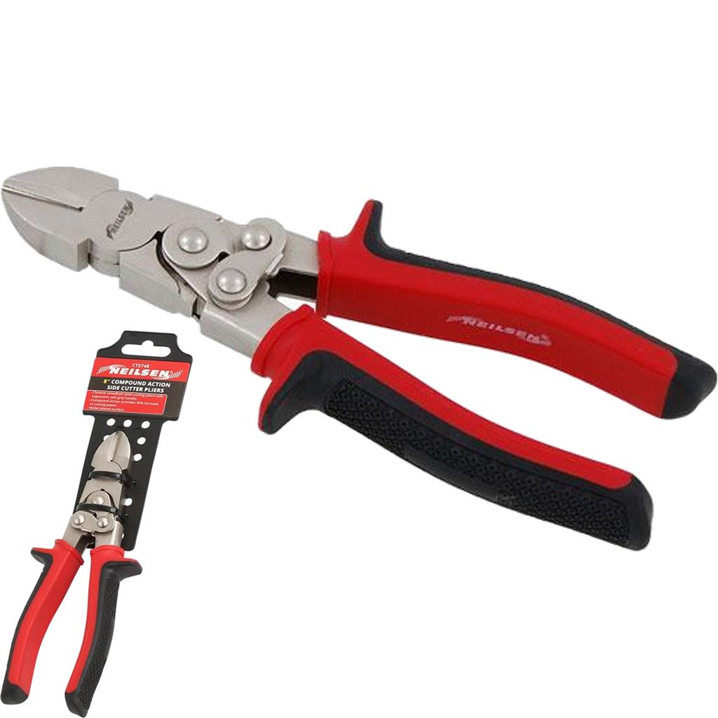 Neilsen Compound Action Side Cutter Pliers Wire Snips Cutters Plier Tool 200mm