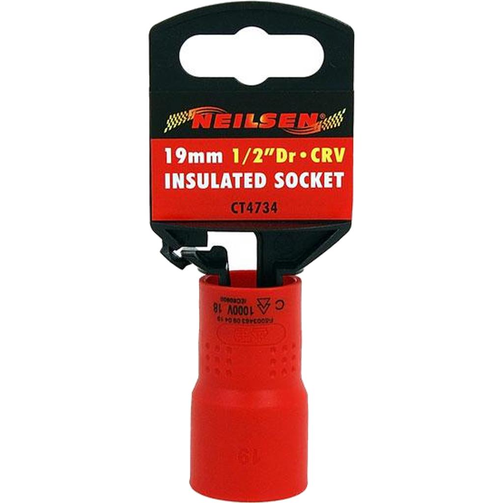 Neilsen 19mm Single Injection Insulated VDE Metric Standard 1/2" Drive Socket