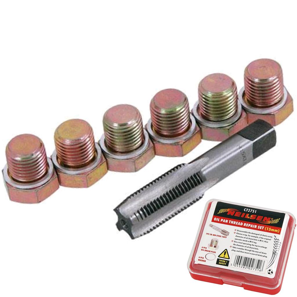 Neilsen Oil Sump Plug Pan Thread Repair Kit M14 Re-taps To M15 14mm To 15mm