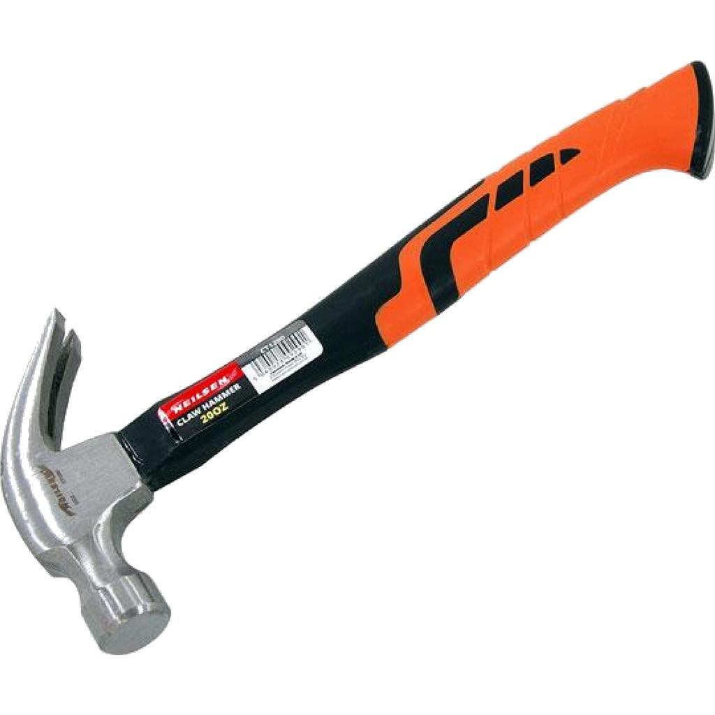 Neilsen 20oz Claw Hammer Fibreglass Rubber Grip Hardened Steel Head
