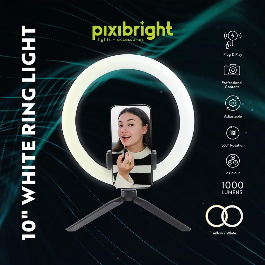 Pixibright  LED Phone Ring Light YouTube Tiktok Makeup Video Live Selfie 10"