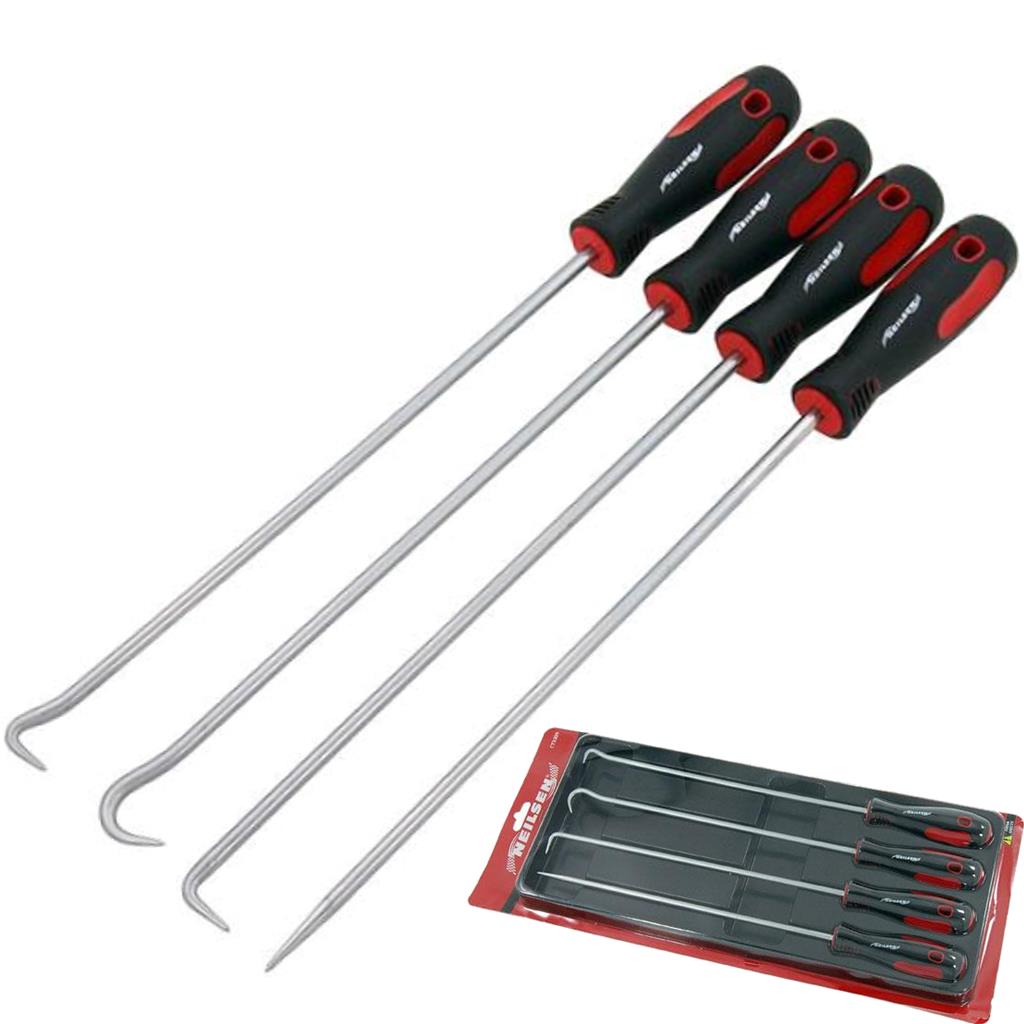 Neilsen 4pc Extra Long Hook And Pick Set Probe O Ring Seal Remover Tool Set