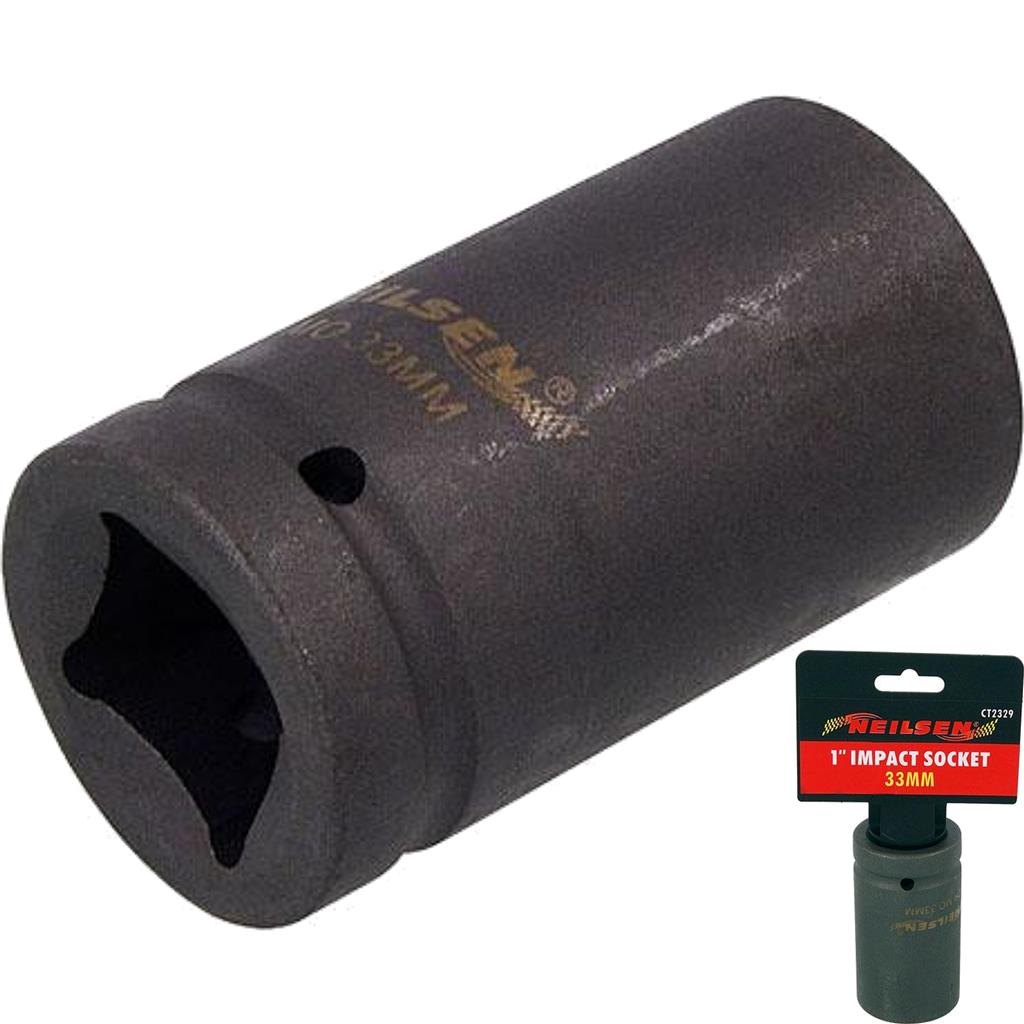 Neilsen 1" Drive Standard Deep Square Metric Single Impact Socket 32mm