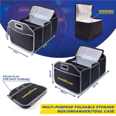 Goodyear Car Boot Organiser Collapsible Foldable Shopping Tidy Storage Trunk Bag