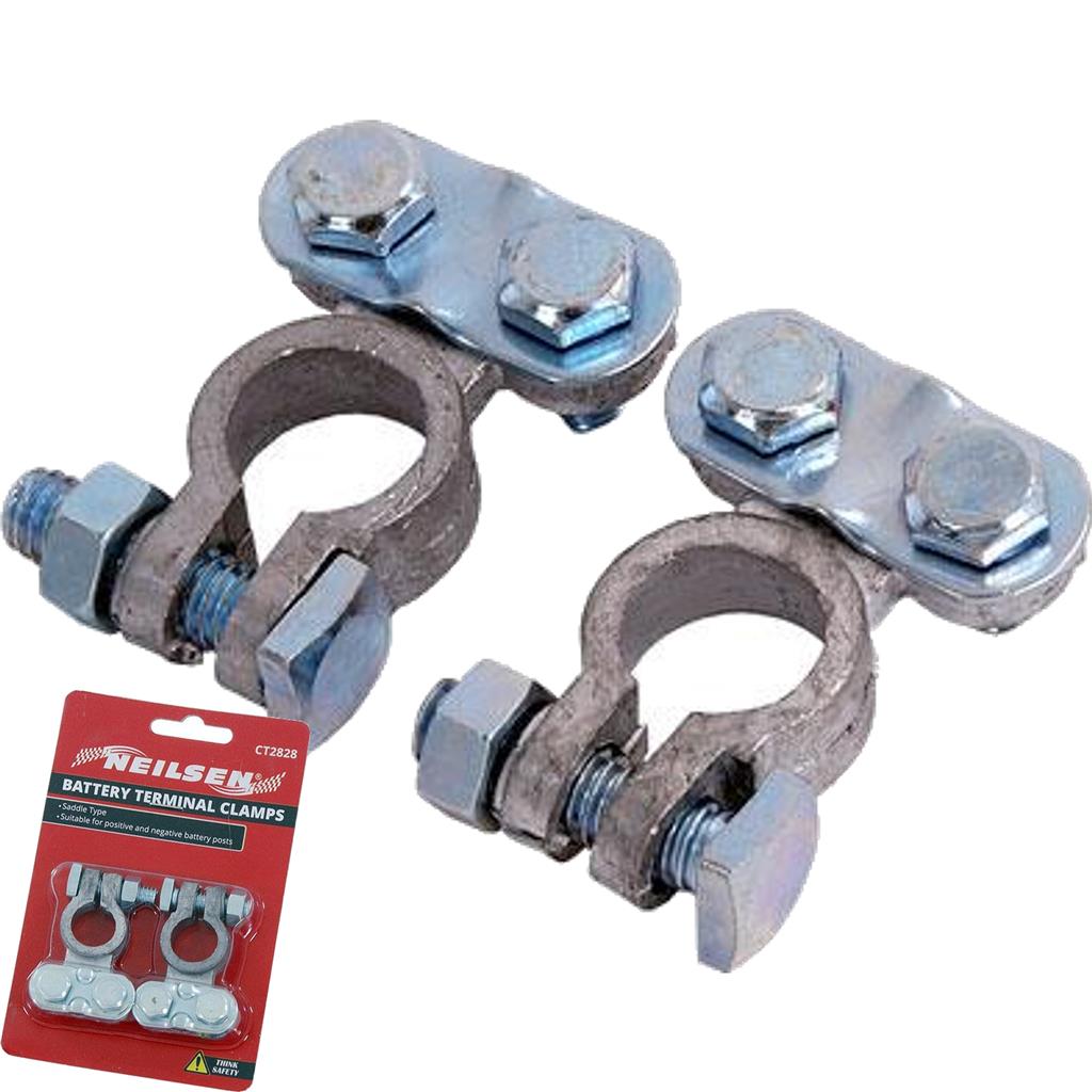 Neilsen 2pc Battery Terminals Connectors Clamps Car Van Caravan Motorhome