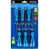 Bluespot 6pc Ergonomic Soft Grip Magnetic Precision Pozi Slotted Screwdriver Set