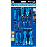 Bluespot 8pc Soft Grip Magnetic Precision Pozi Slotted Phillips Screwdriver Set