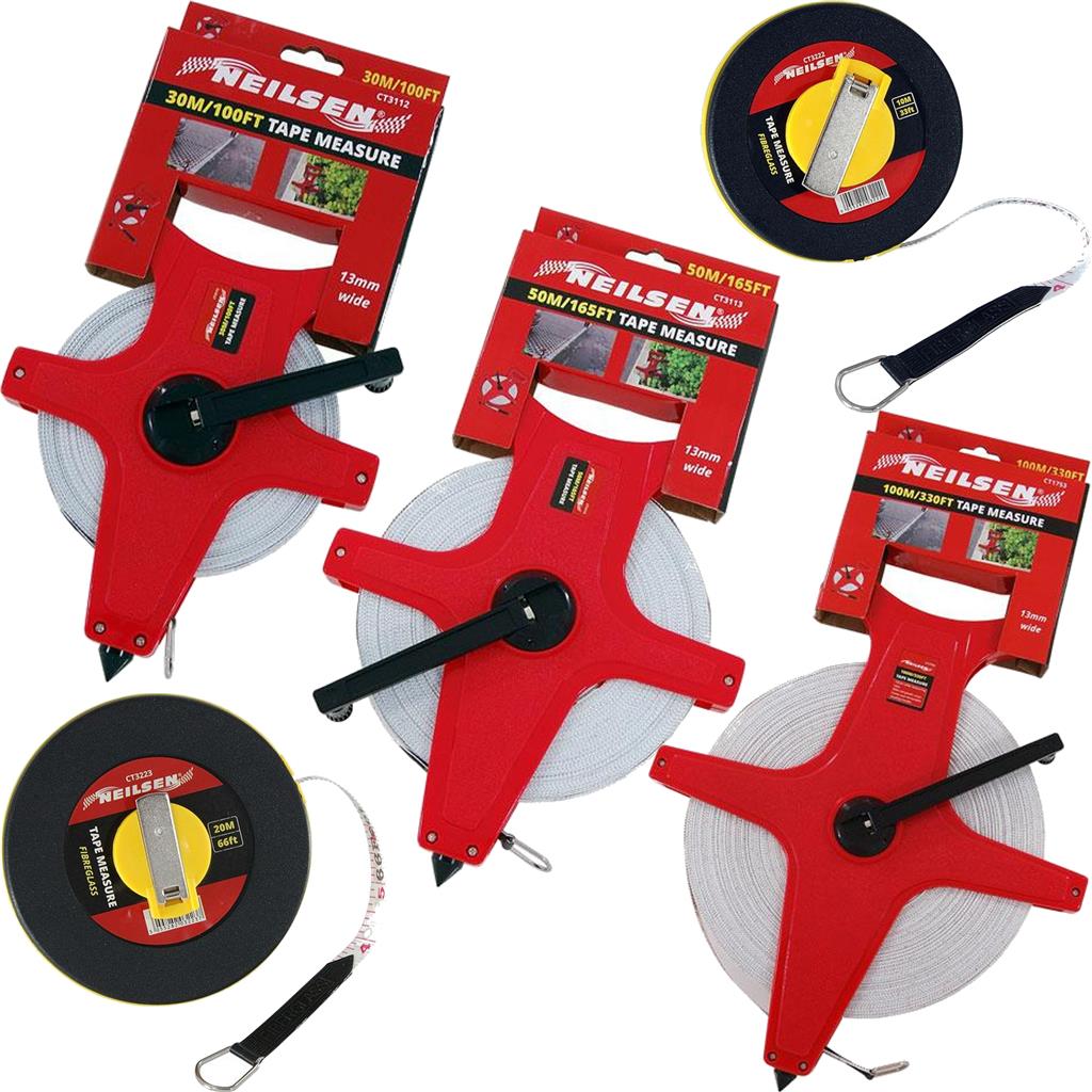 Neilsen Reel Surveyors Tape Measure Metric Imperial Rule Ruler 10m - 1 ...